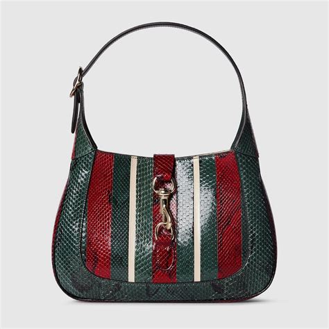 Gucci Jackie python shoulder bag in green and red